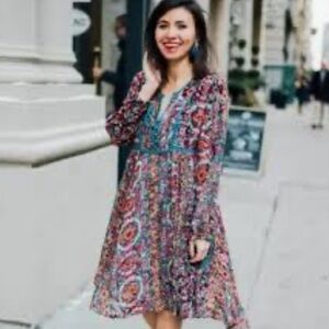 Anthropologie Floreat Abia Velvet Burnout Dress Size XS Silk Blend